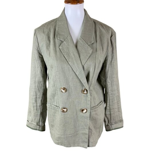 Dolan Left Coast Collection Sage Green Double Breasted Linen Blazer Small - Picture 1 of 5